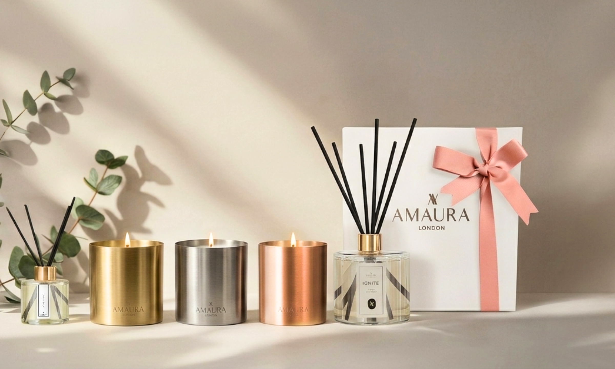 Luxury reed diffusers and candles by Amaura London, long-lasting non-toxic home fragrance”
